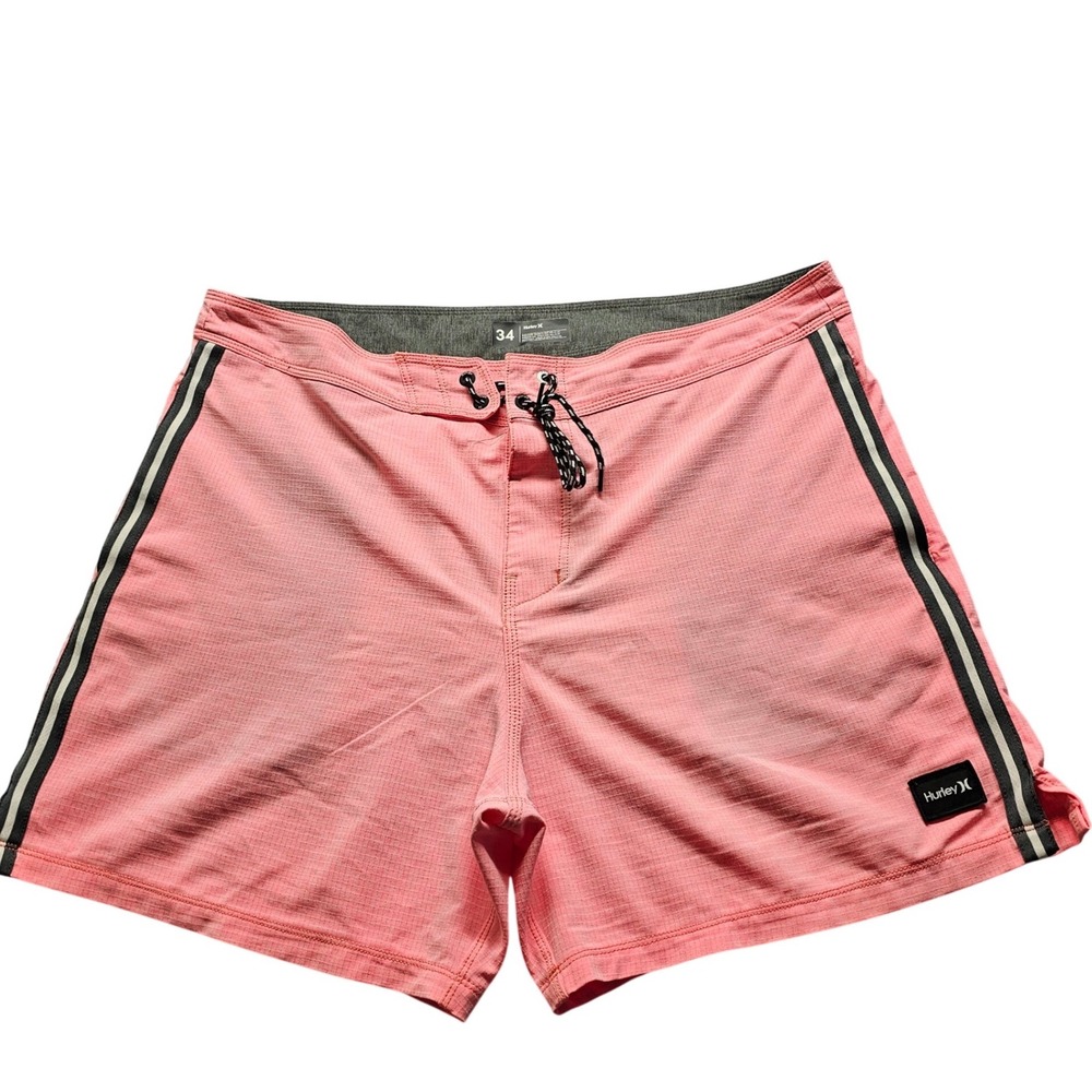 Hurley Phantom Board Shorts Mens 34 Pink Swim Trunks CZ5971 Striped Surf Sport